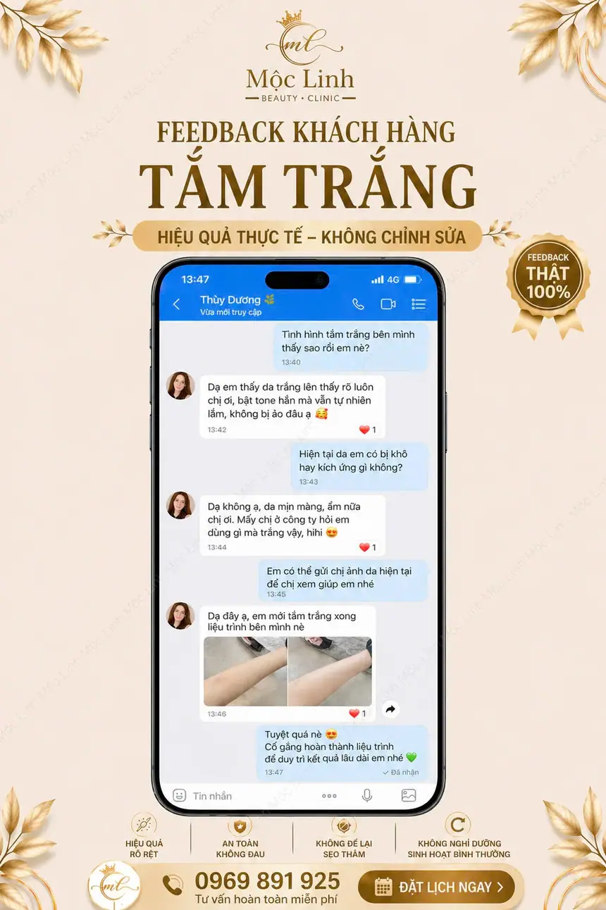 Quy trình tắm trắng an toàn tại Mộc Linh Hải Phòng