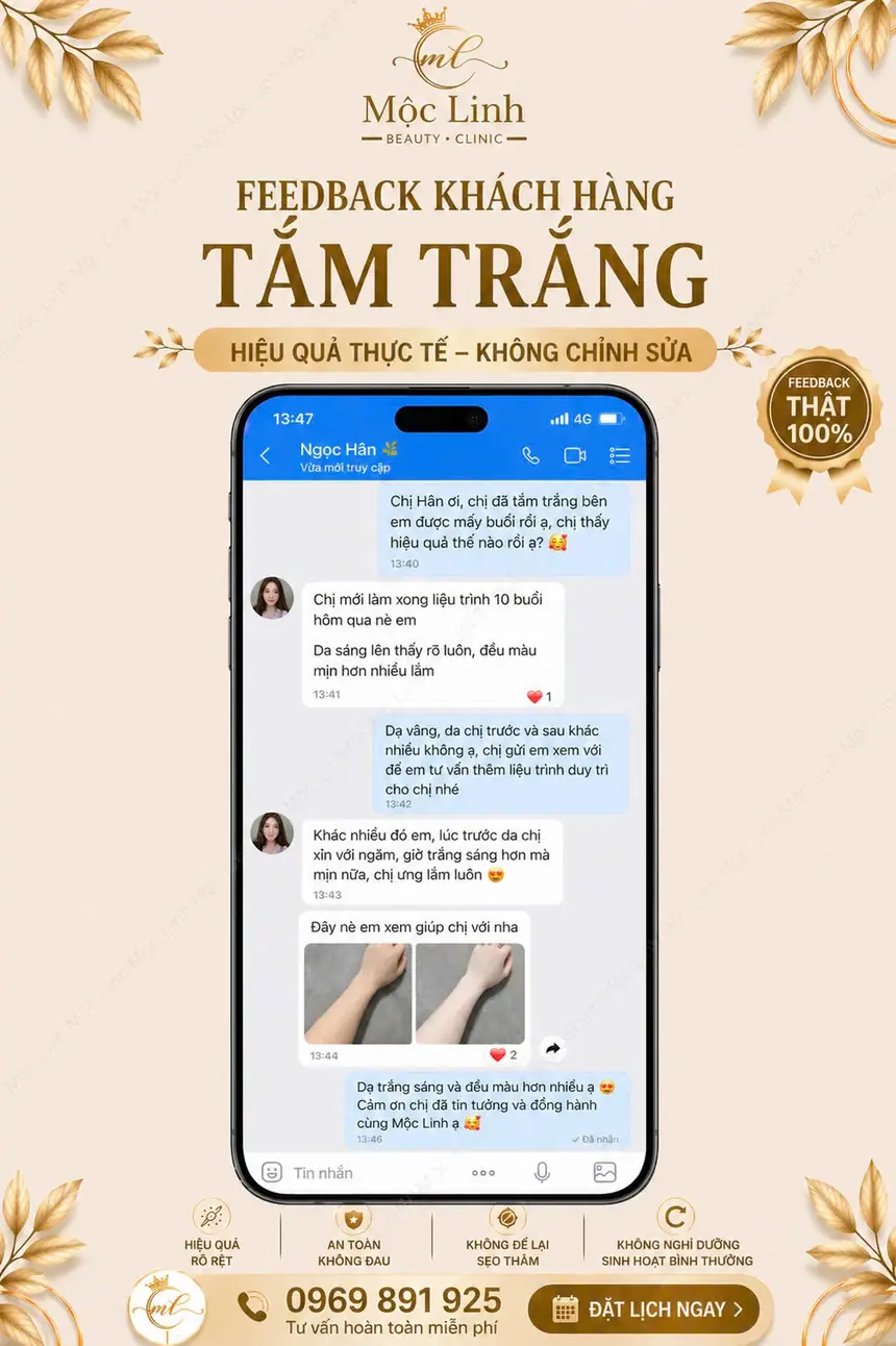 Ưu đãi dịch vụ tắm trắng Hải Phòng tại Thẩm Mỹ Mộc Linh