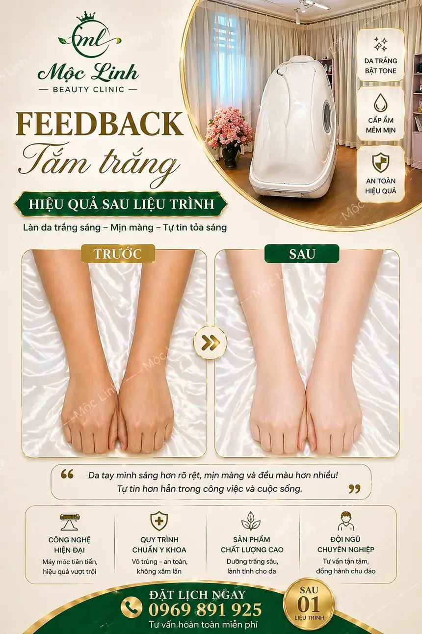 Làn da body sáng khỏe sau khi tắm trắng tại Hải Phòng