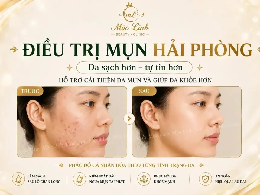 Banner ưu đãi dịch vụ điều trị mụn tại Thẩm Mỹ Mộc Linh Hải Phòng