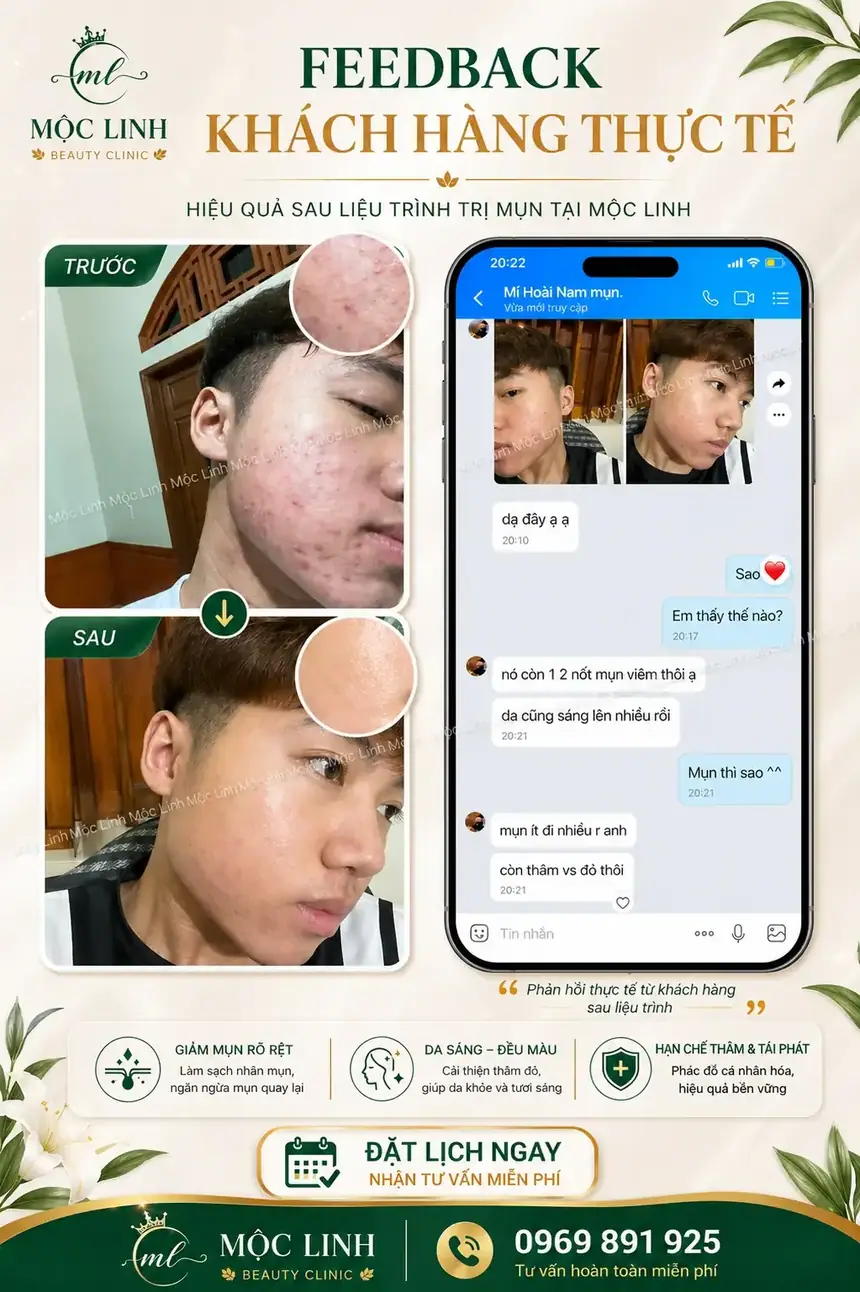 Chăm sóc da sau trị mụn tại Mộc Linh