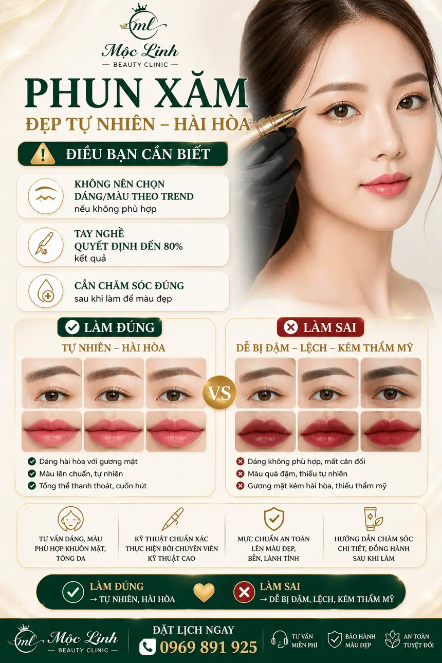 Phun xăm lông mày phun môi tại Thẩm Mỹ Mộc Linh Hải Phòng