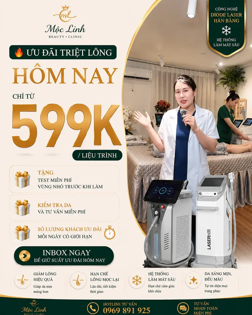 Không gian thực hiện triệt lông tại Thẩm Mỹ Mộc Linh Hải Phòng