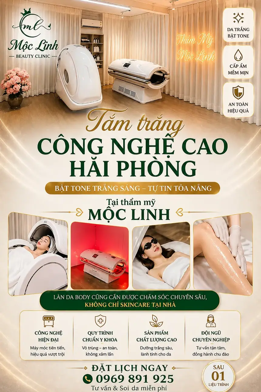 Tắm trắng phi thuyền Hải Phòng tại Thẩm Mỹ Mộc Linh