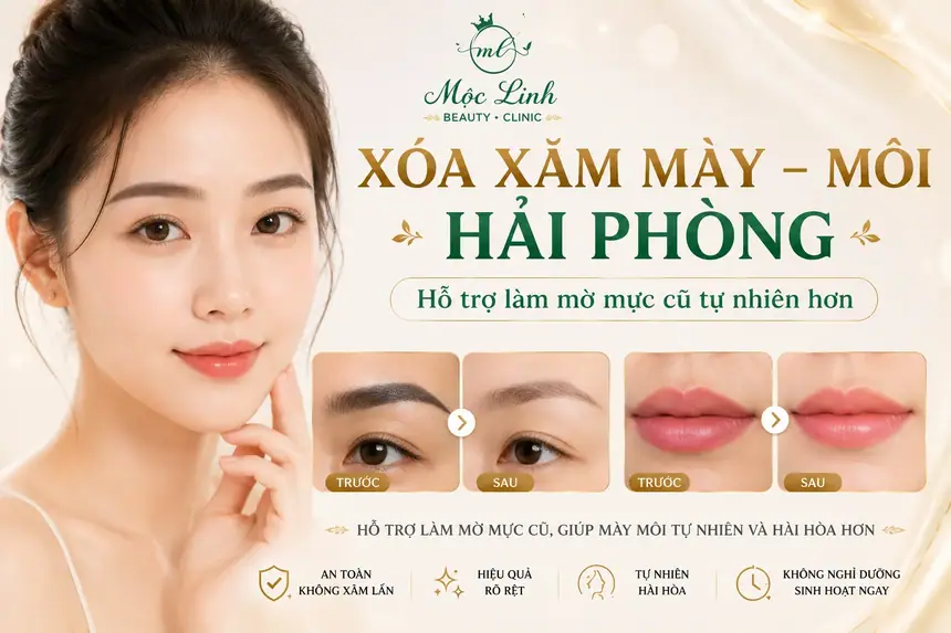 Phun xăm chân mày phẩy sợi Hàn Quốc tại Thẩm Mỹ Mộc Linh Hải Phòng