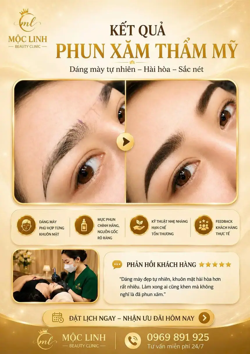 Phun xăm mày Hải Phòng giá bao nhiêu tại Thẩm Mỹ Mộc Linh