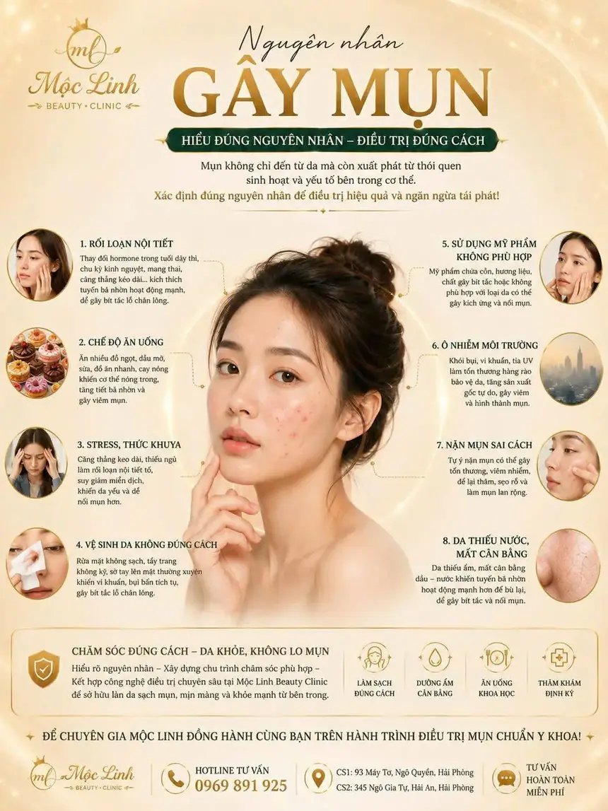 Nguyên nhân gây mụn ẩn dưới da và cách xử lý tại Hải Phòng