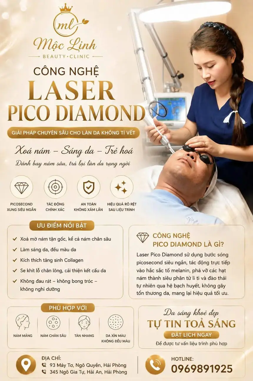 Điều trị nám công nghệ laser Pico Diamond tại Thẩm Mỹ Mộc Linh Hải Phòng